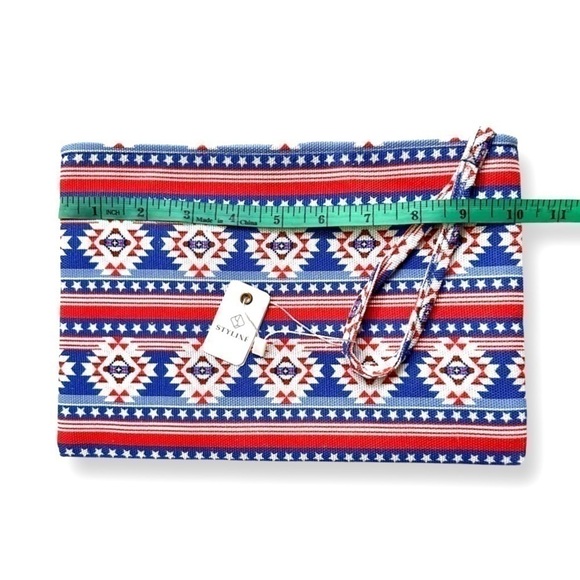 NWT Styline Aztec Print Americana Wristlet Bag Purse Zipper - Picture 5 of 6